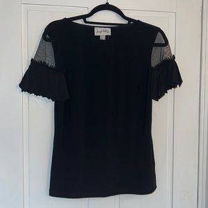Black top with mesh short sleeves